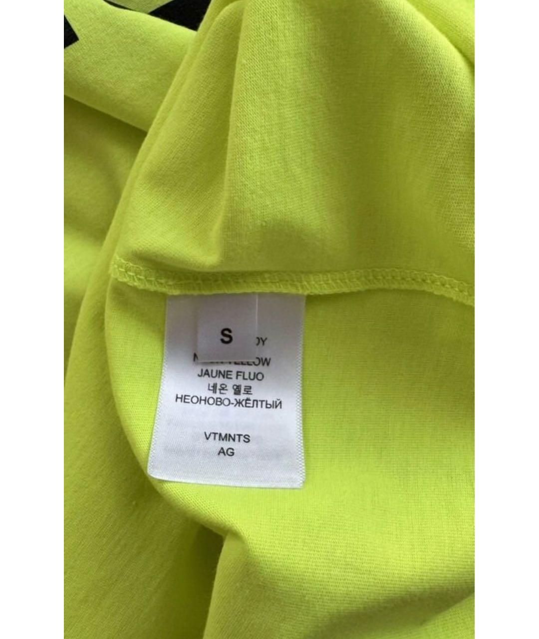 VETEMENTS Желтая хлопковая футболка, фото 4