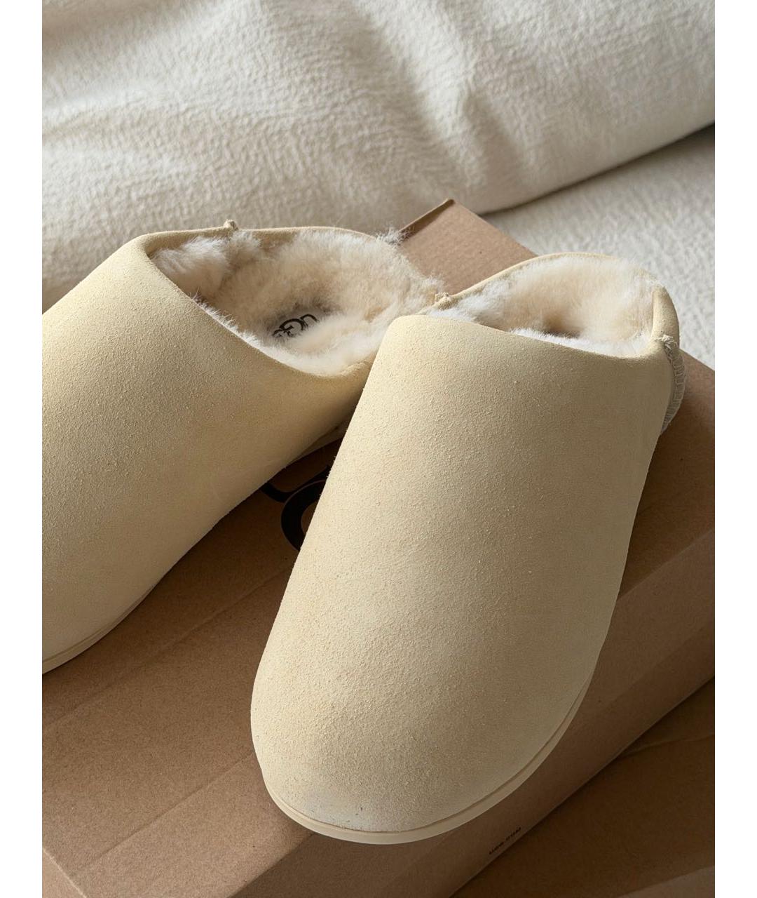 UGG AUSTRALIA Бежевые замшевые сабо, фото 3