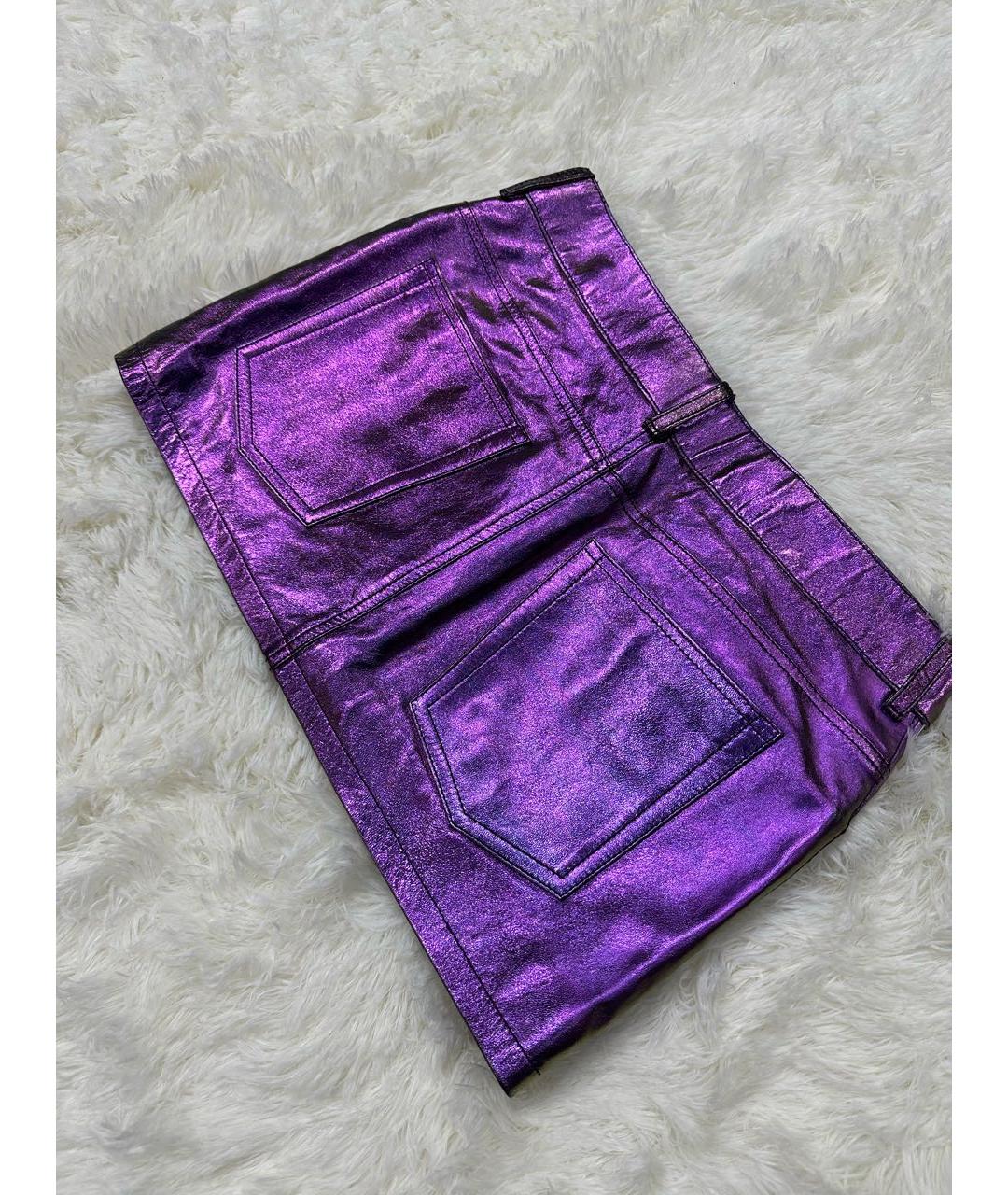 SAINT LAURENT Фиолетовая юбка мини, фото 5