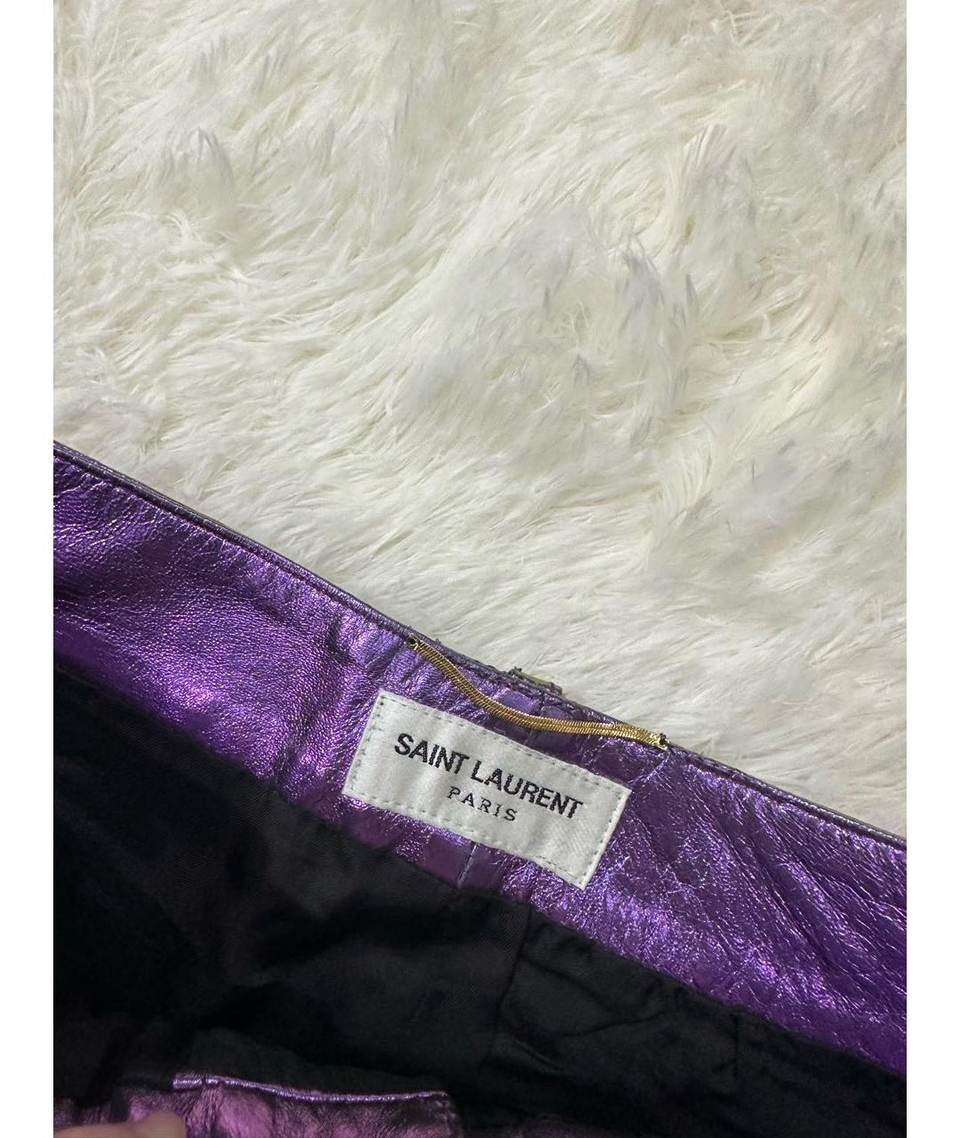 SAINT LAURENT Фиолетовая юбка мини, фото 3