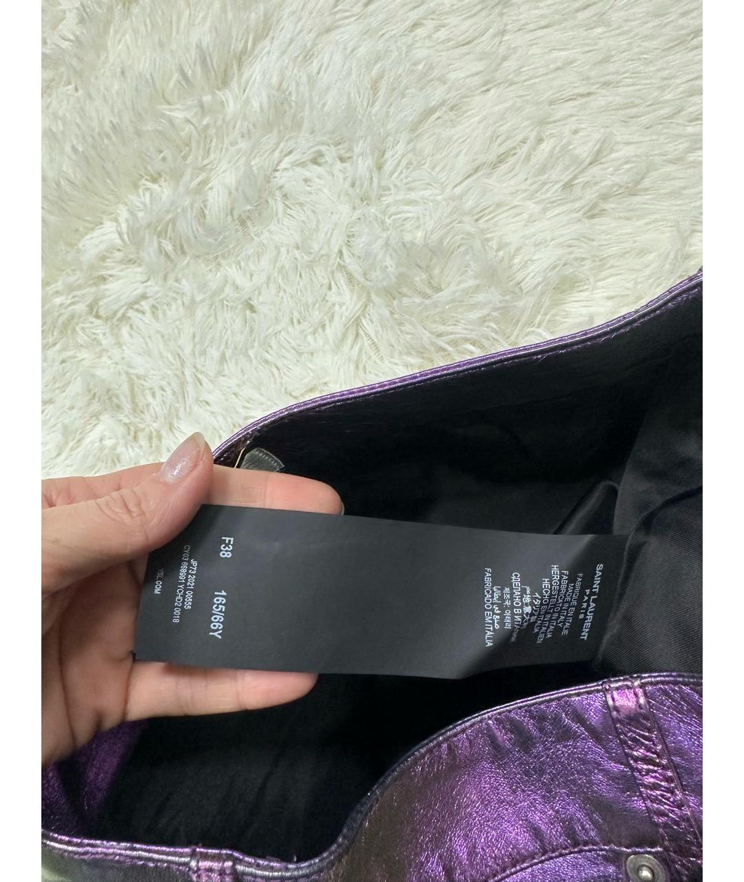 SAINT LAURENT Фиолетовая юбка мини, фото 4