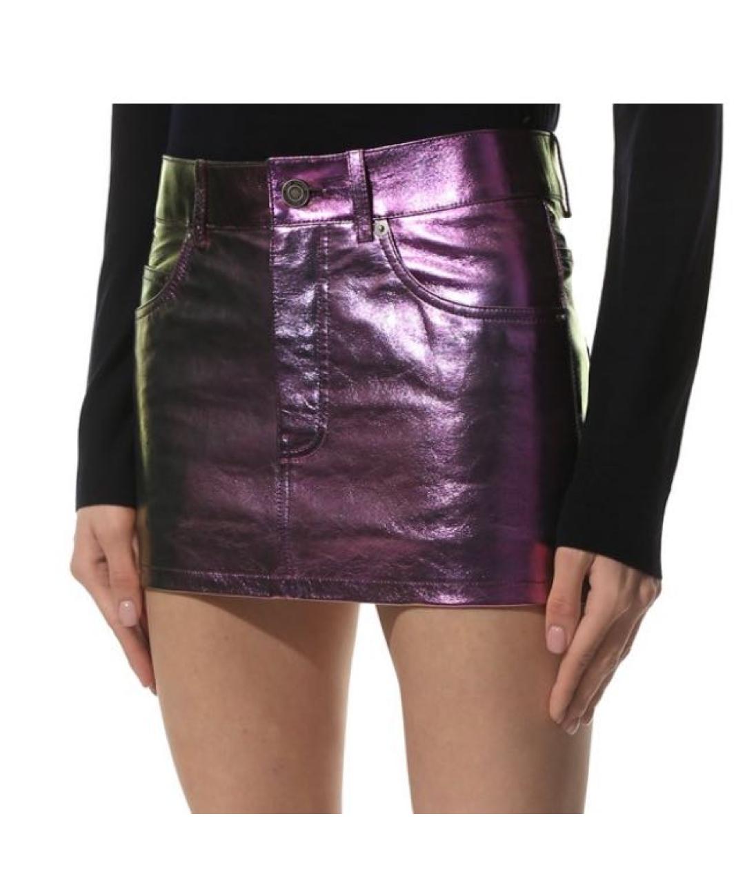 SAINT LAURENT Фиолетовая юбка мини, фото 2