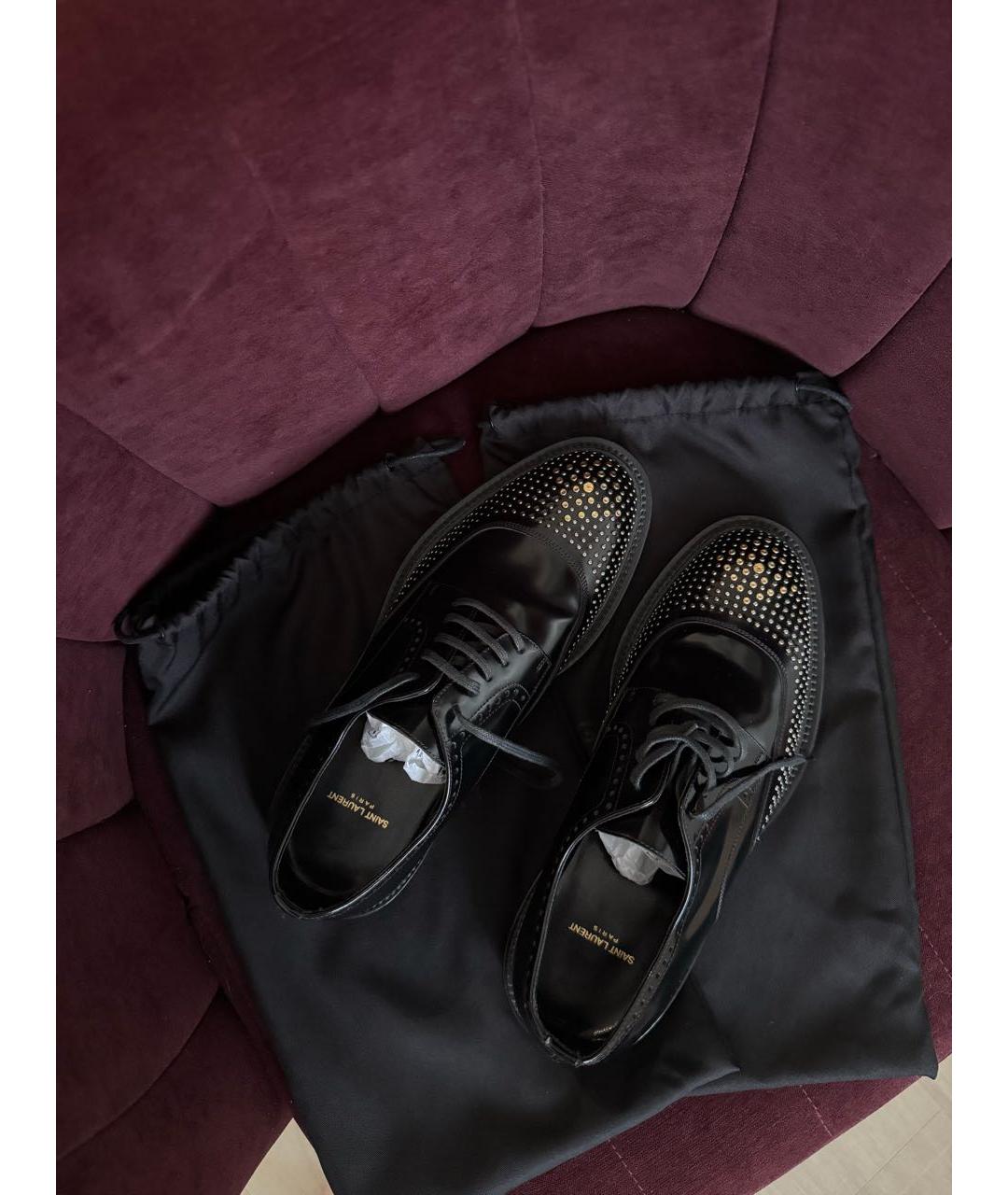 SAINT LAURENT Черные низкие ботинки из лакированной кожи, фото 8