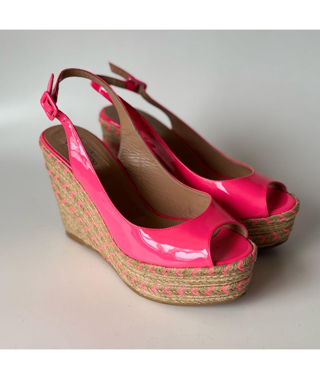 VALENTINO Фуксия босоножки из лакированной кожи, фото 6
