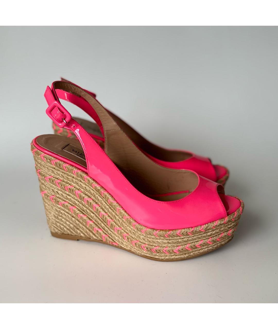 VALENTINO Фуксия босоножки из лакированной кожи, фото 5