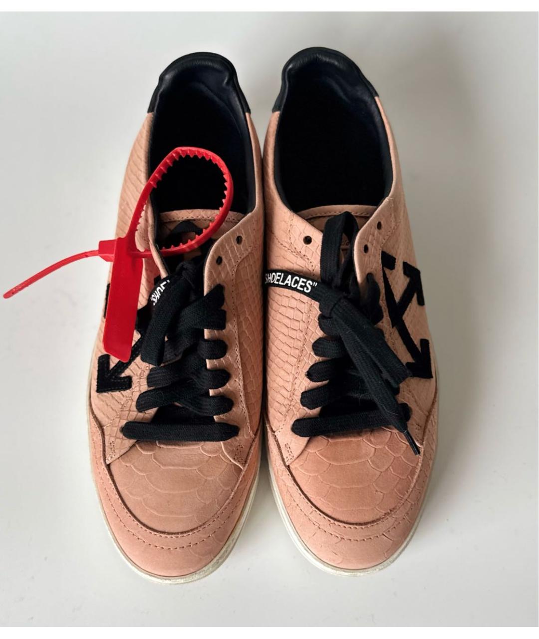 OFF-WHITE Розовые кожаные кеды, фото 3