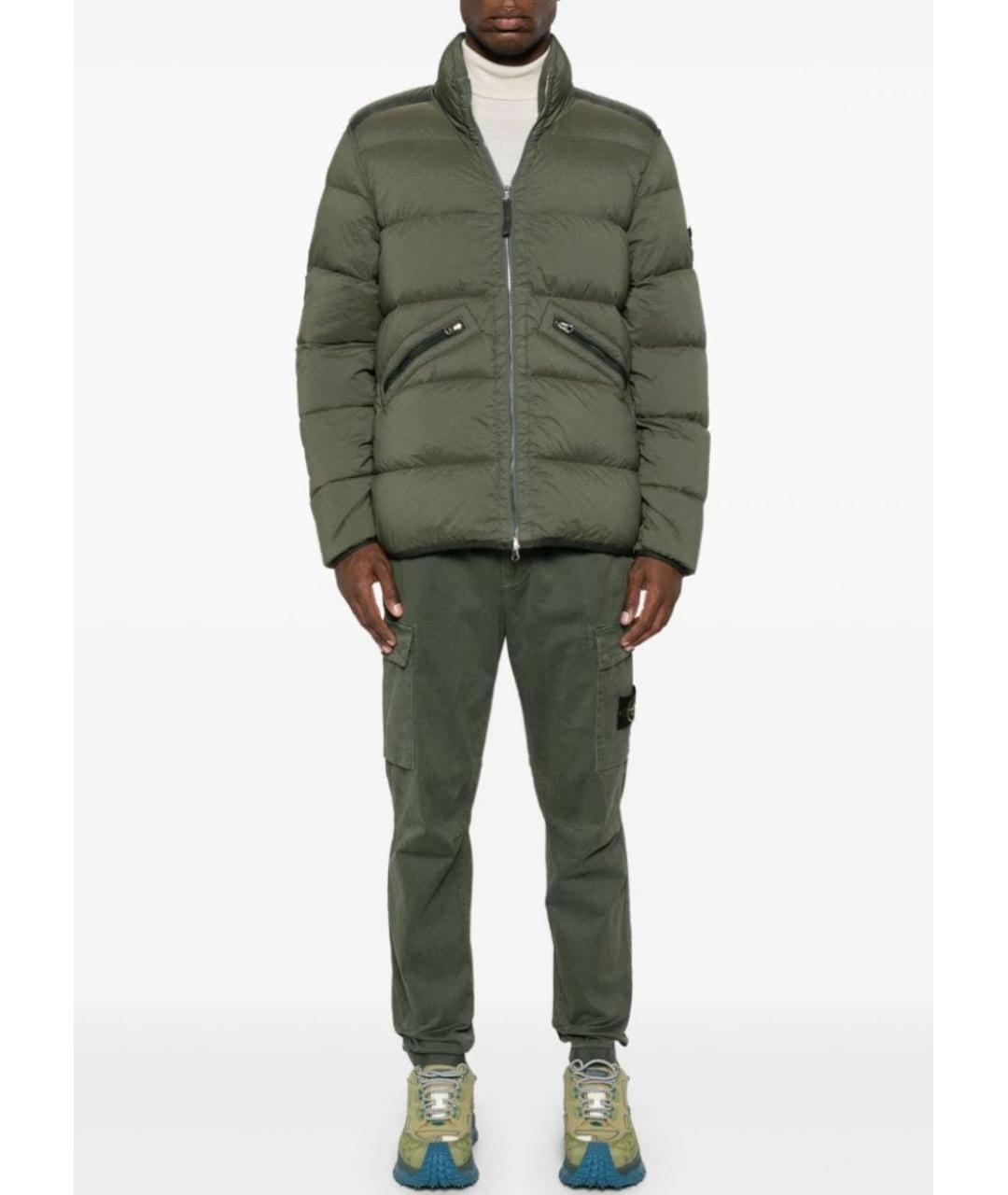 STONE ISLAND Хаки полиамидовый пуховик, фото 2