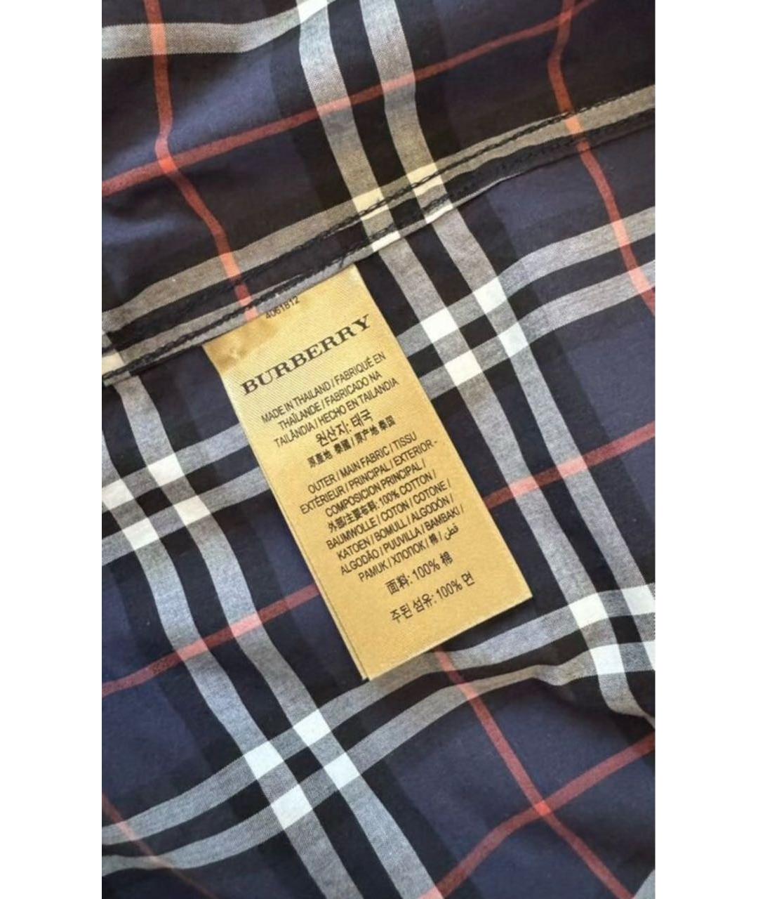 BURBERRY Темно-синяя хлопковая кэжуал рубашка, фото 4
