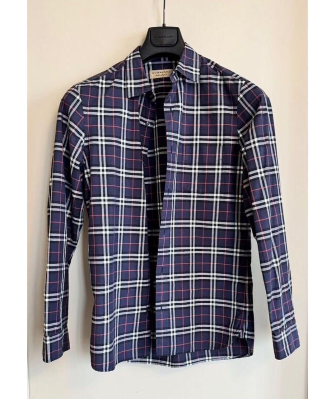 BURBERRY Темно-синяя хлопковая кэжуал рубашка, фото 5