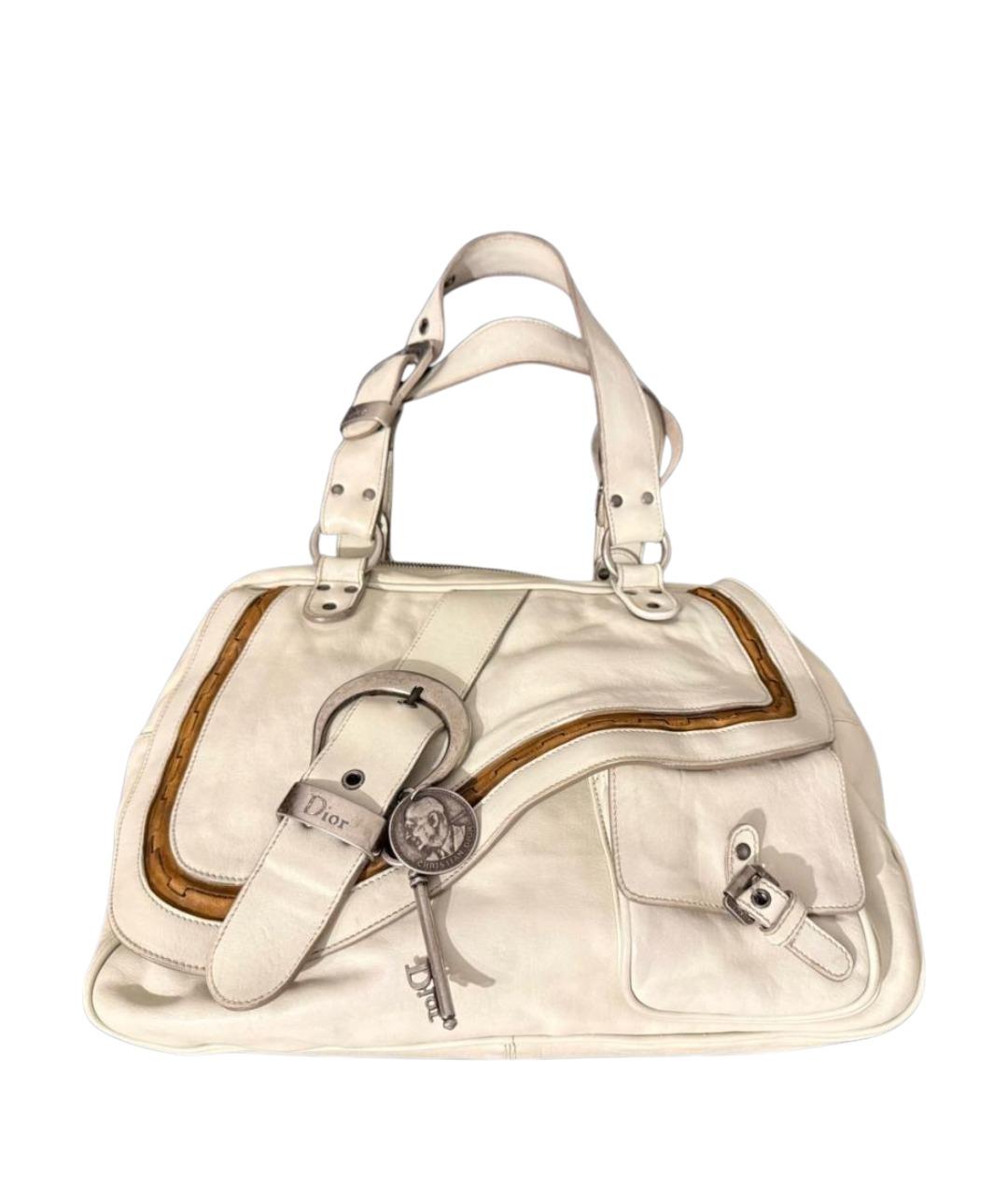 CHRISTIAN DIOR Белая кожаная сумка с короткими ручками, фото 1