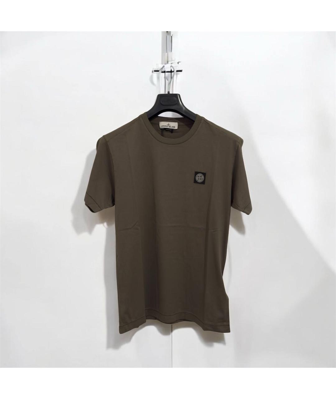 STONE ISLAND Хаки хлопковая футболка, фото 5