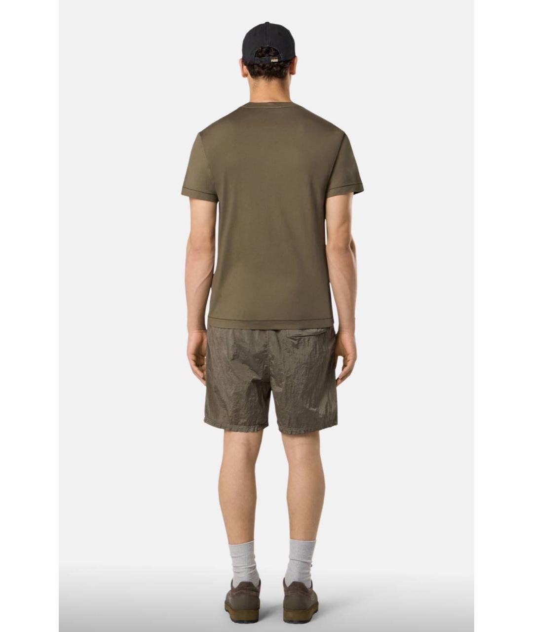 STONE ISLAND Хаки хлопковая футболка, фото 3