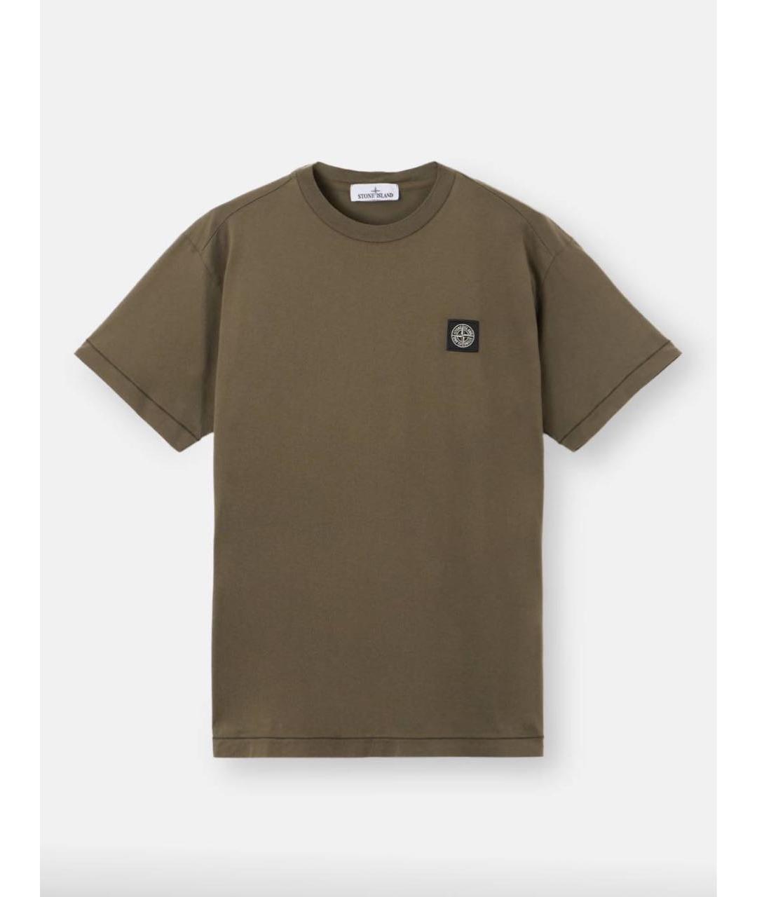 STONE ISLAND Хаки хлопковая футболка, фото 6