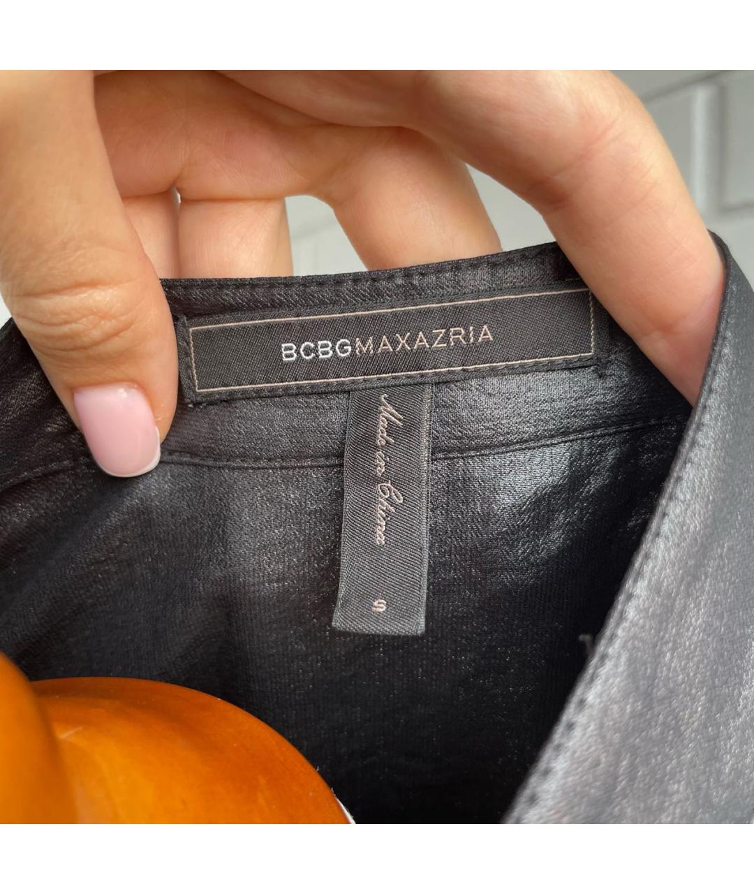 BCBG MAXAZRIA Черная кожаная рубашка, фото 3