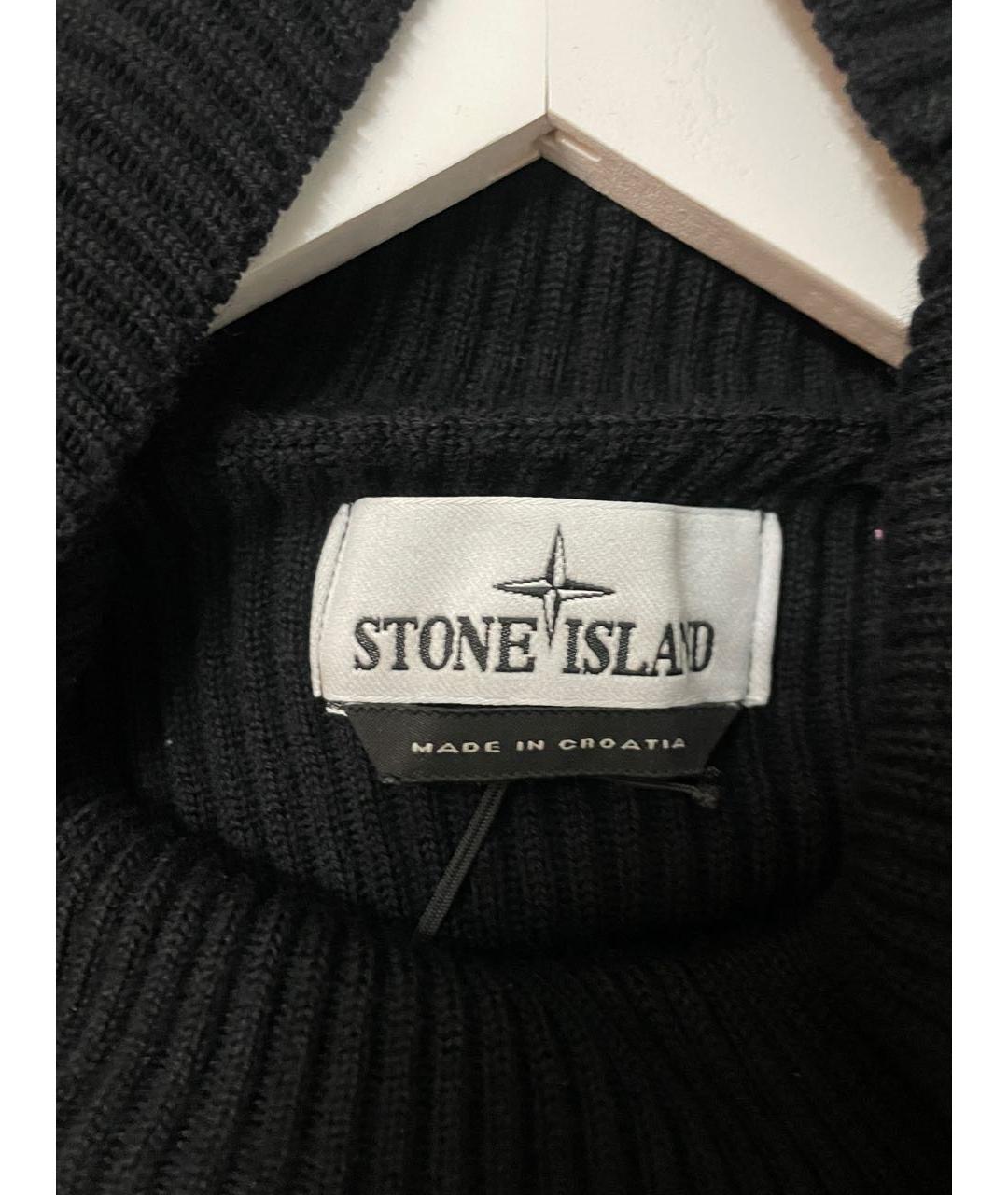 STONE ISLAND Черная шерстяная водолазка, фото 2