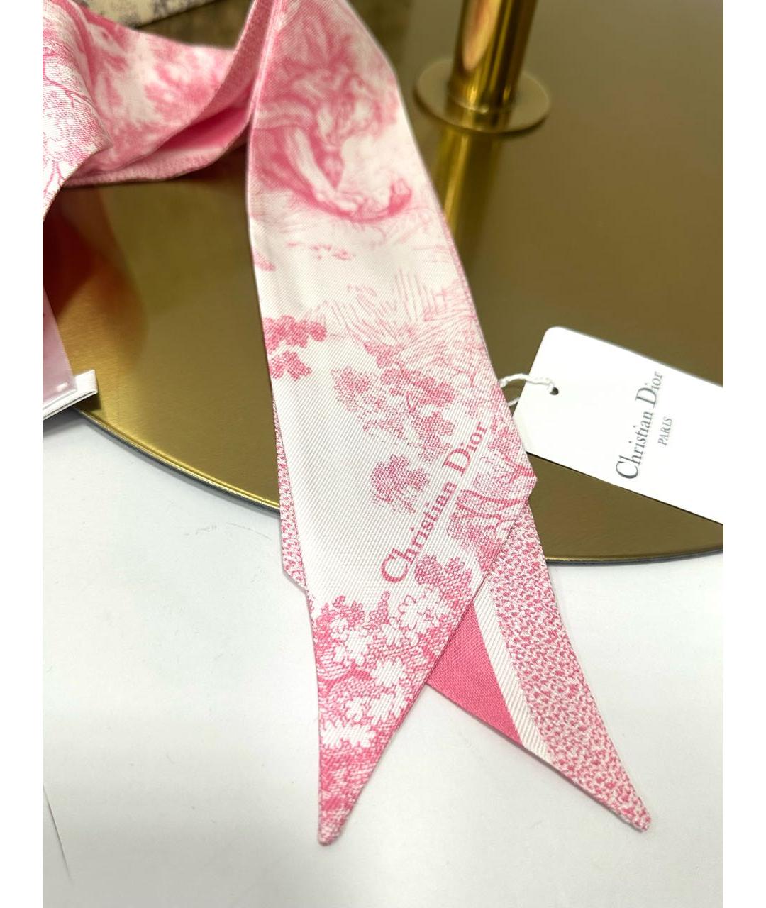 CHRISTIAN DIOR Розовый шелковый платок, фото 4