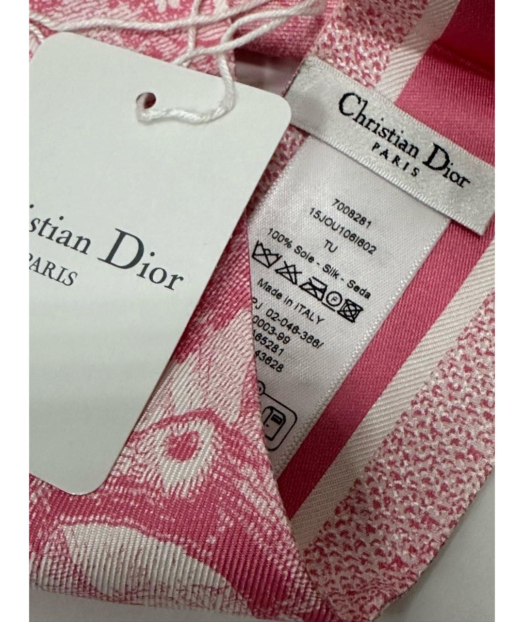 CHRISTIAN DIOR Розовый шелковый платок, фото 3