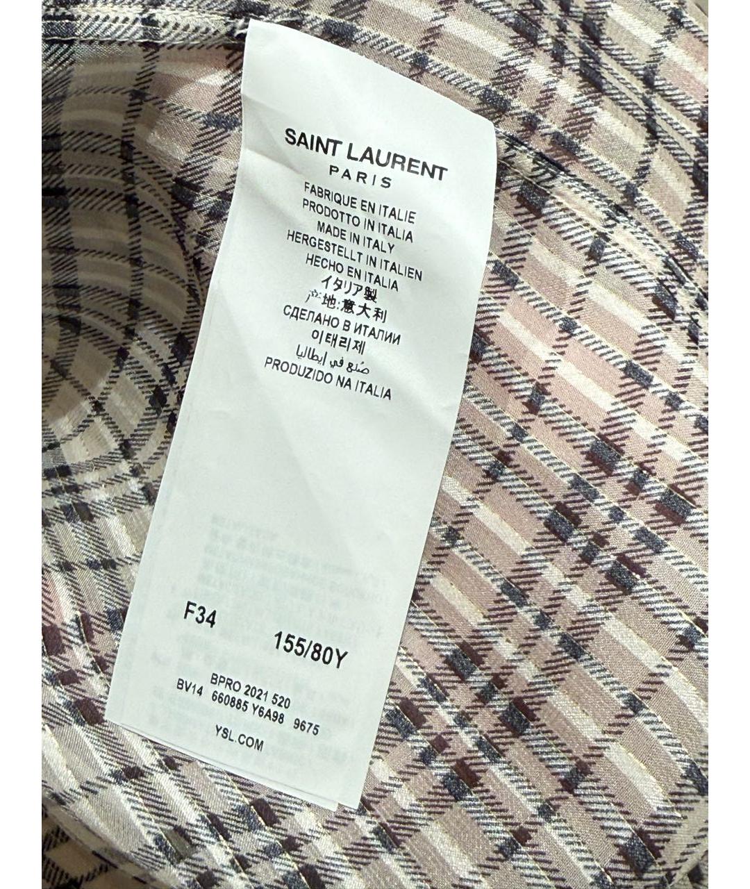 SAINT LAURENT Бежевая шелковая блузы, фото 4
