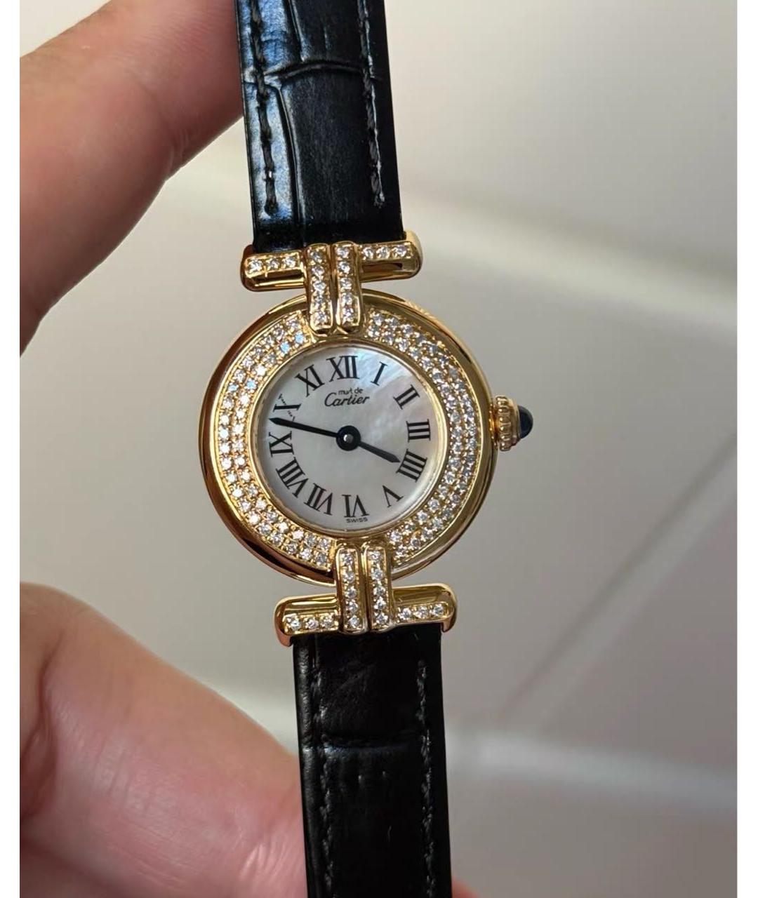 CARTIER Черные часы из розового золота, фото 3