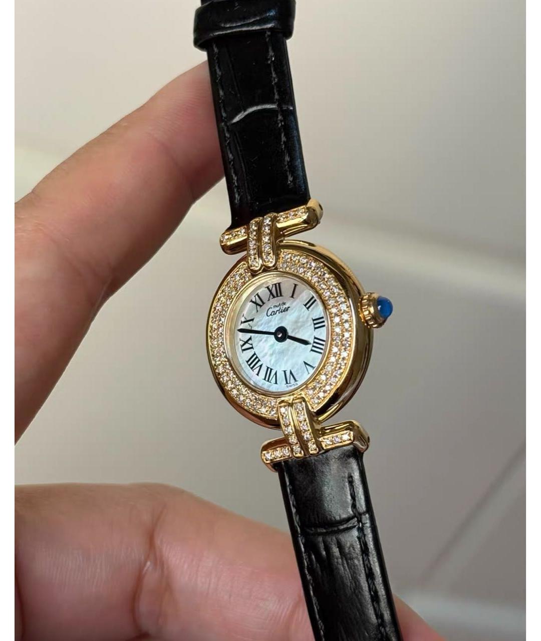 CARTIER Черные часы из розового золота, фото 2