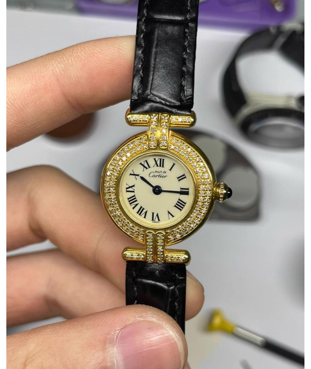CARTIER Черные часы из розового золота, фото 5