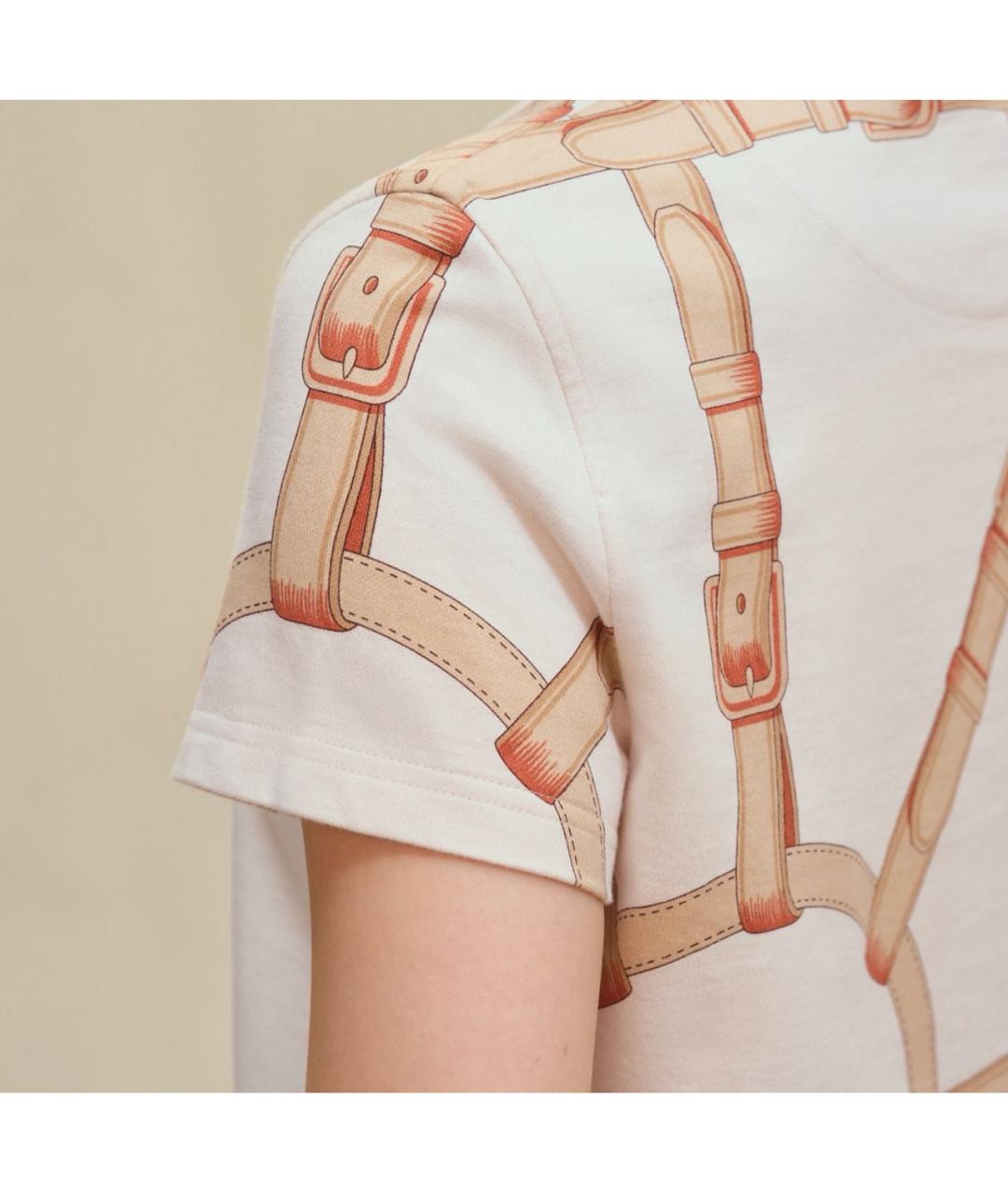 HERMES Бежевая хлопковая футболка, фото 3