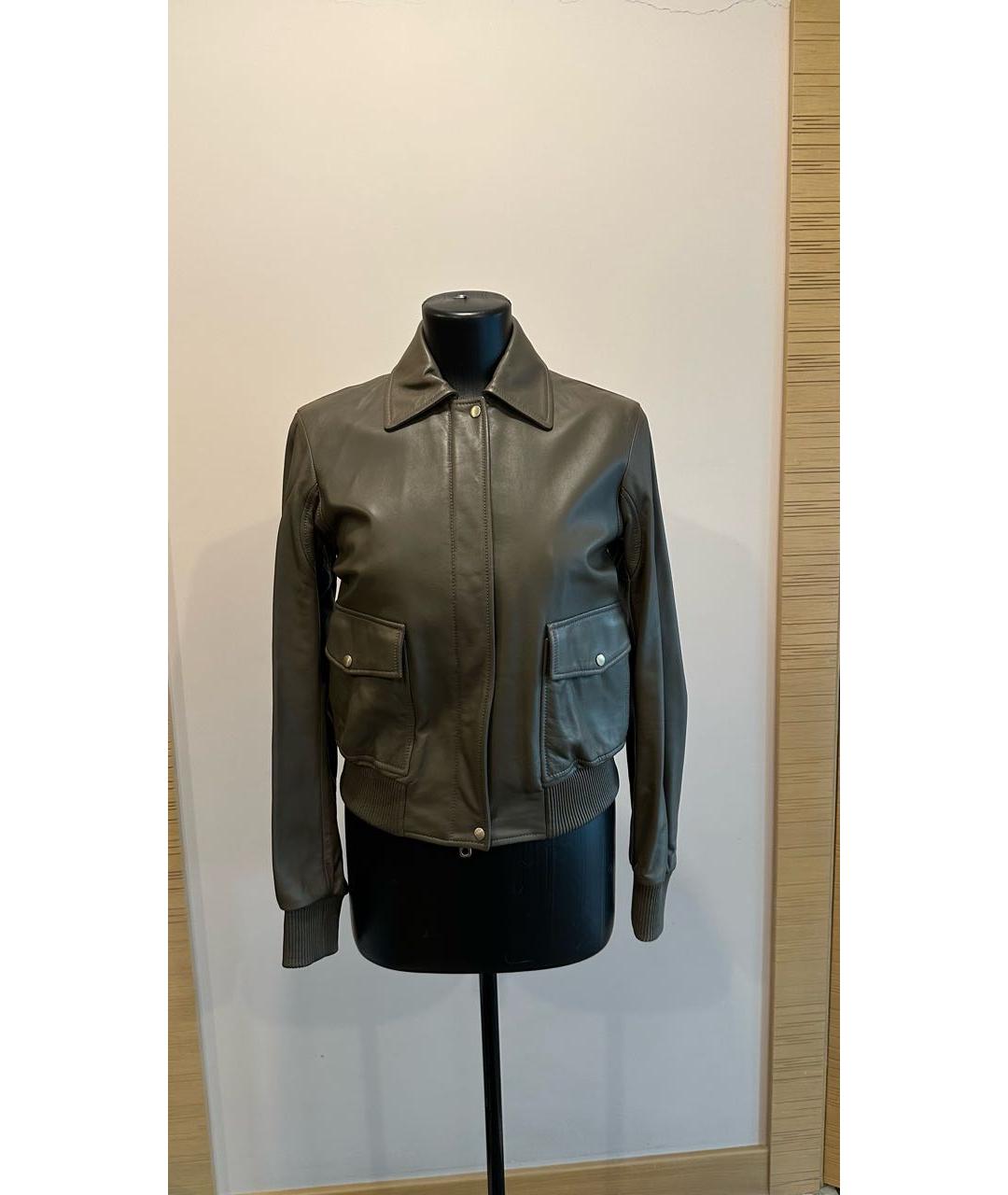 BALLY Хаки кожаная куртка, фото 8