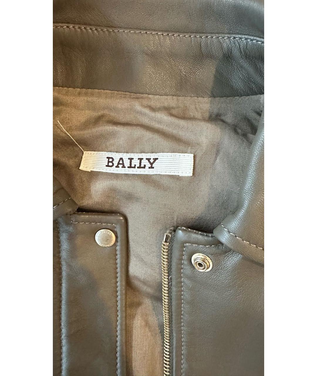 BALLY Хаки кожаная куртка, фото 5