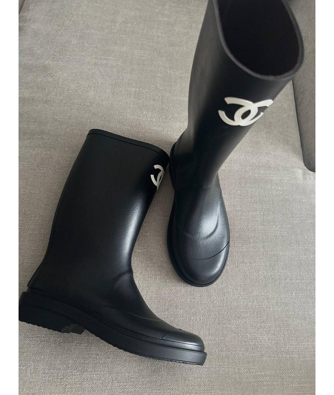 CHANEL Черные резиновые сапоги, фото 2