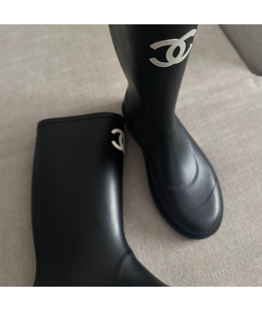 CHANEL Черные резиновые сапоги, фото 3