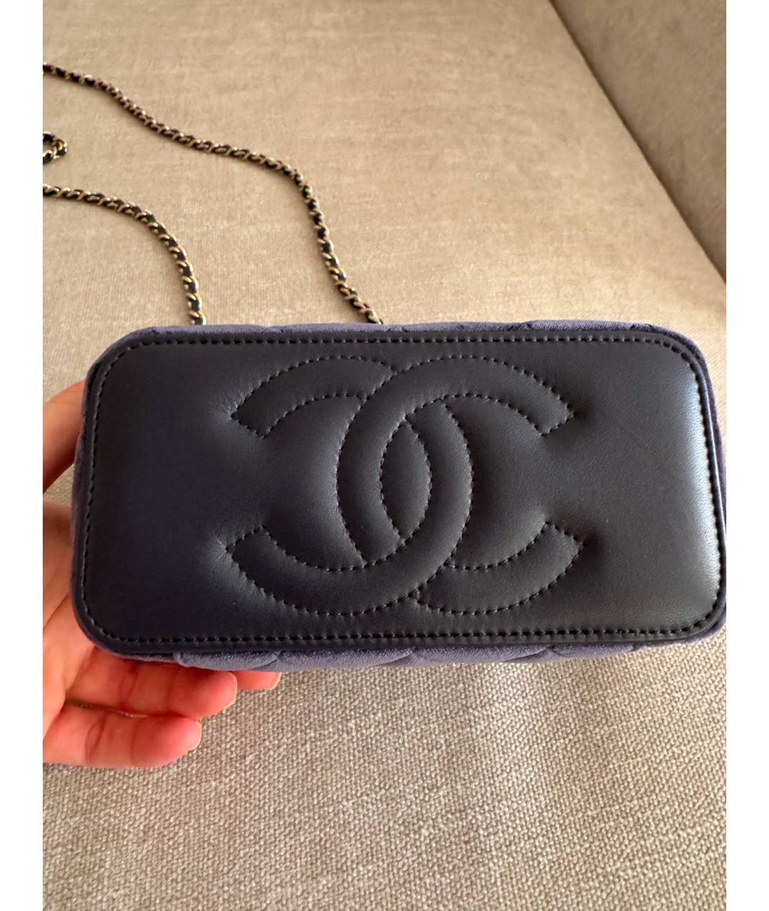 CHANEL Синяя тканевая сумка через плечо, фото 4