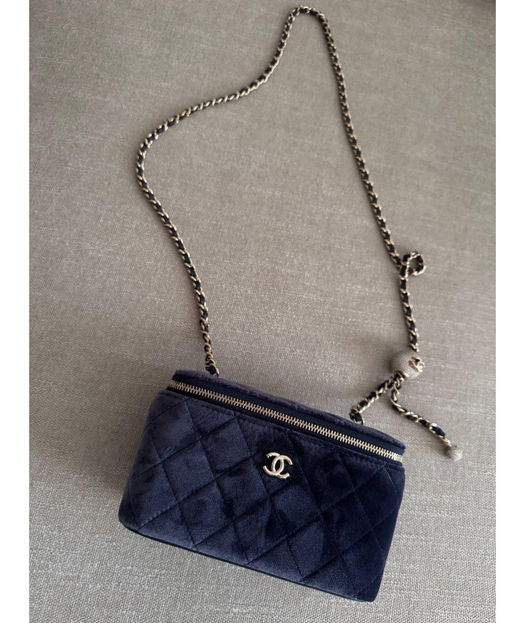 CHANEL Синяя тканевая сумка через плечо, фото 5