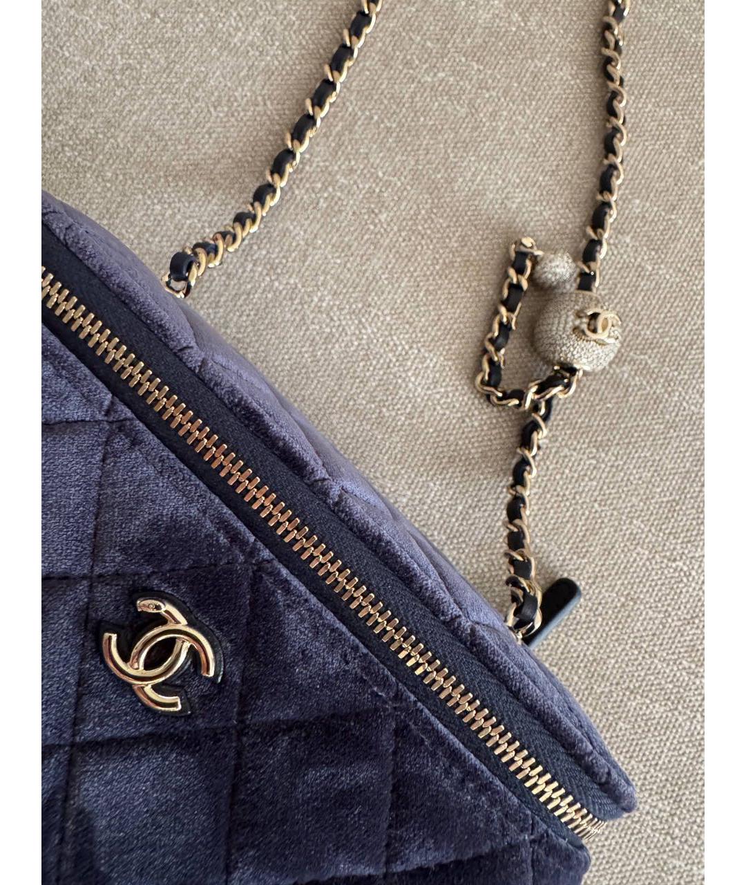 CHANEL Синяя тканевая сумка через плечо, фото 2