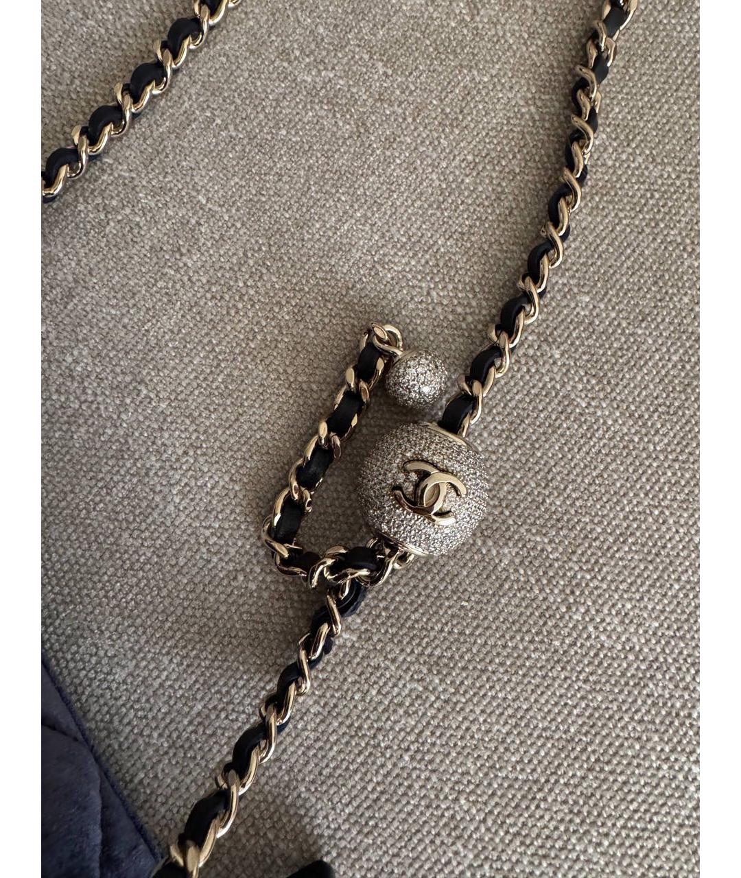 CHANEL Синяя тканевая сумка через плечо, фото 3