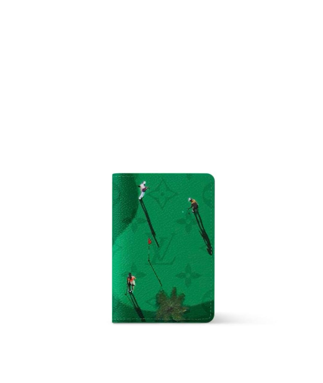 LOUIS VUITTON Зеленый кожаный кошелек, фото 1