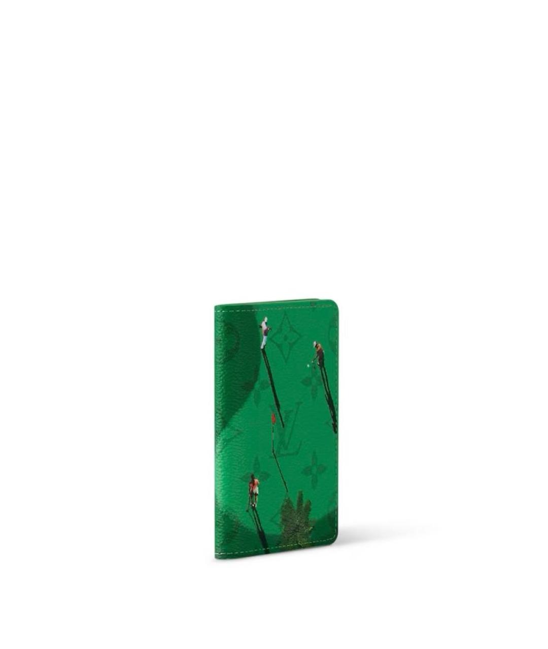 LOUIS VUITTON Зеленый кожаный кошелек, фото 2
