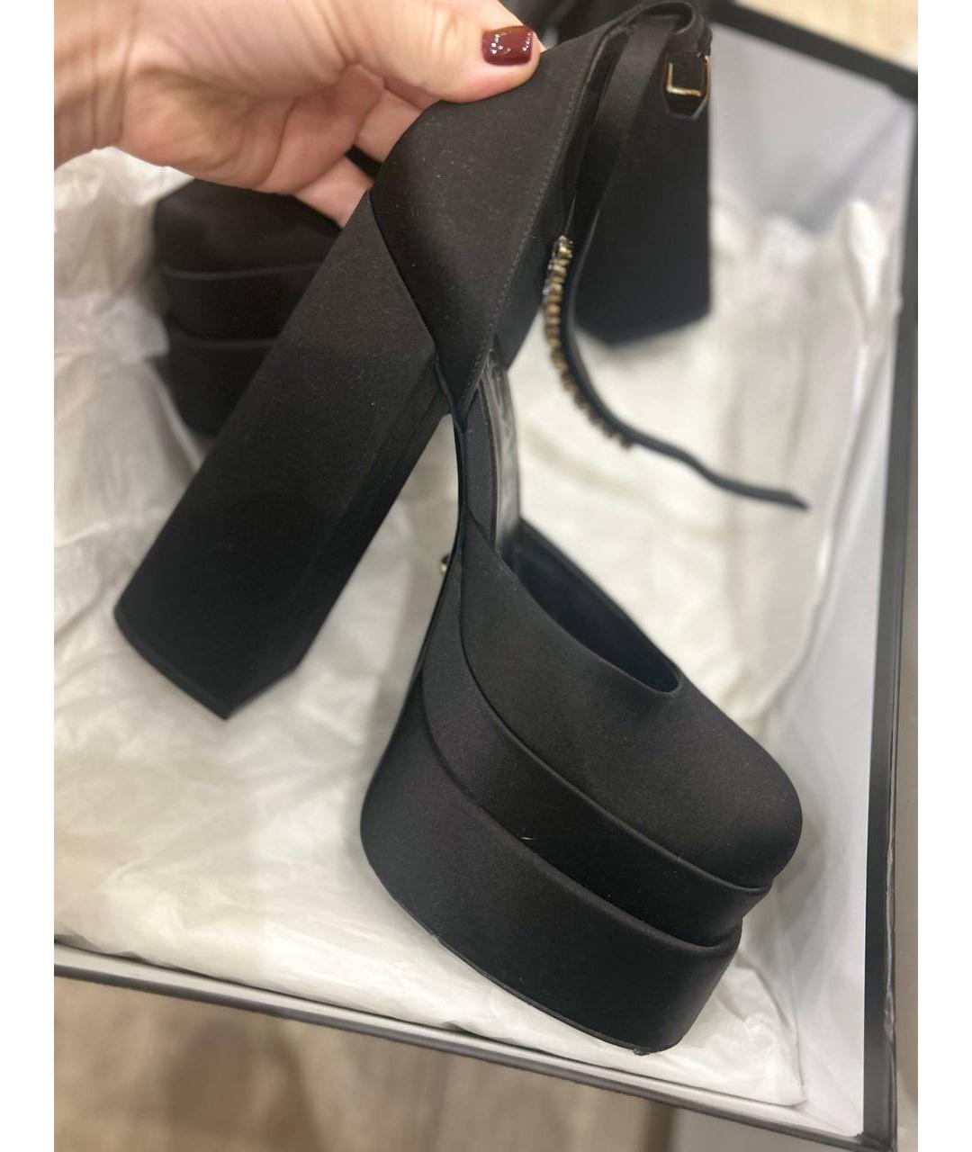 VERSACE Черные текстильные туфли, фото 2
