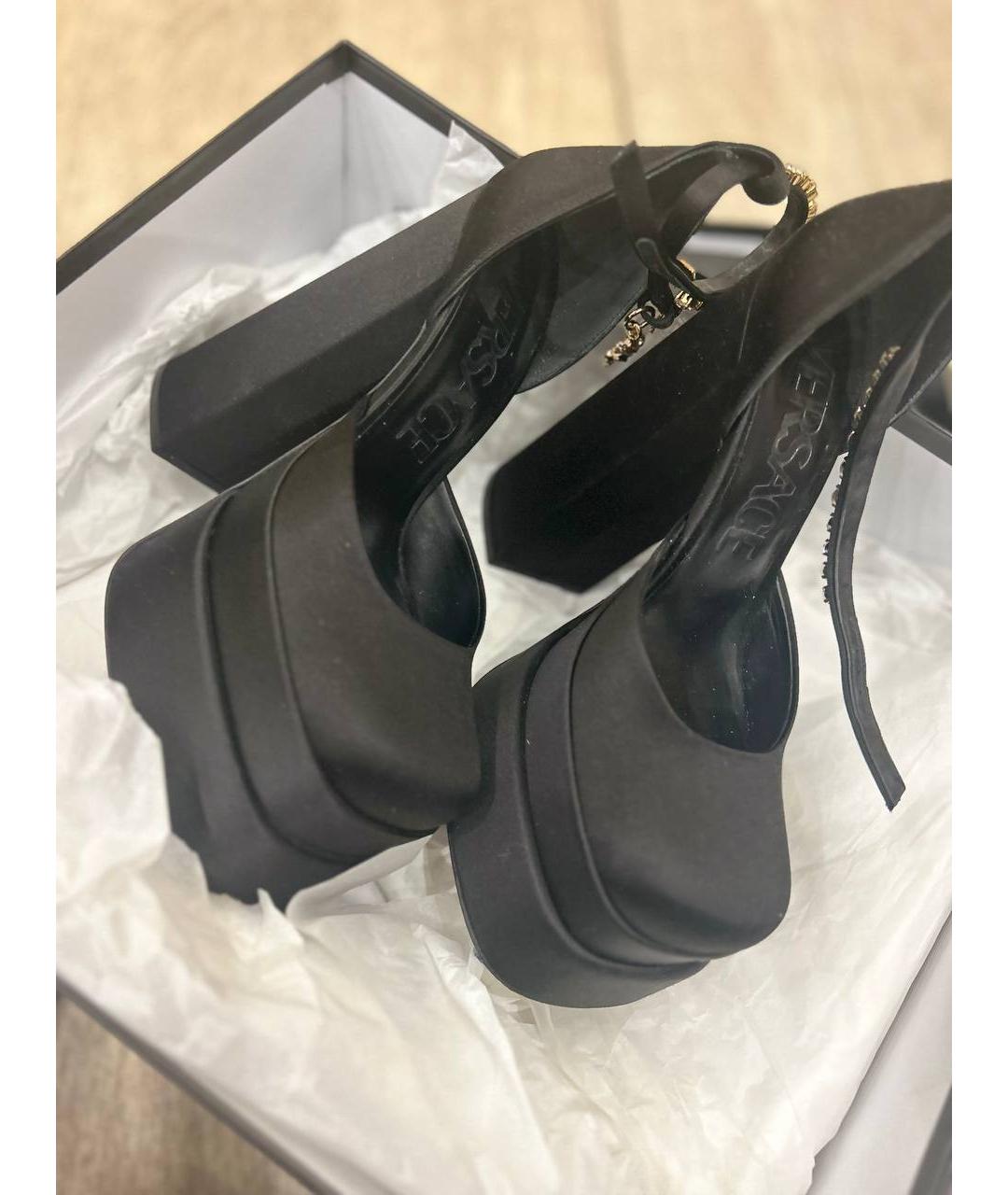 VERSACE Черные текстильные туфли, фото 8