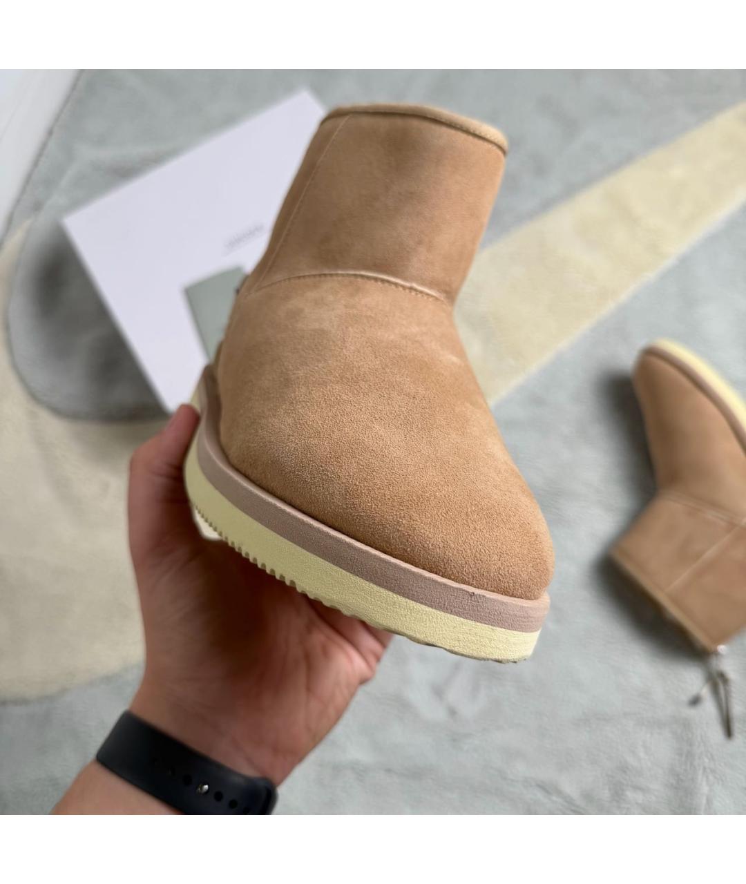 SUICOKE Бежевые нубуковые высокие ботинки, фото 5