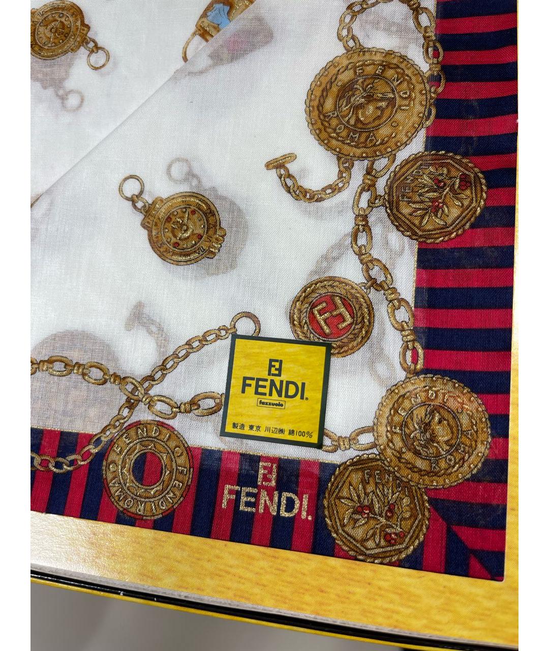 FENDI Белый хлопковый платок, фото 3