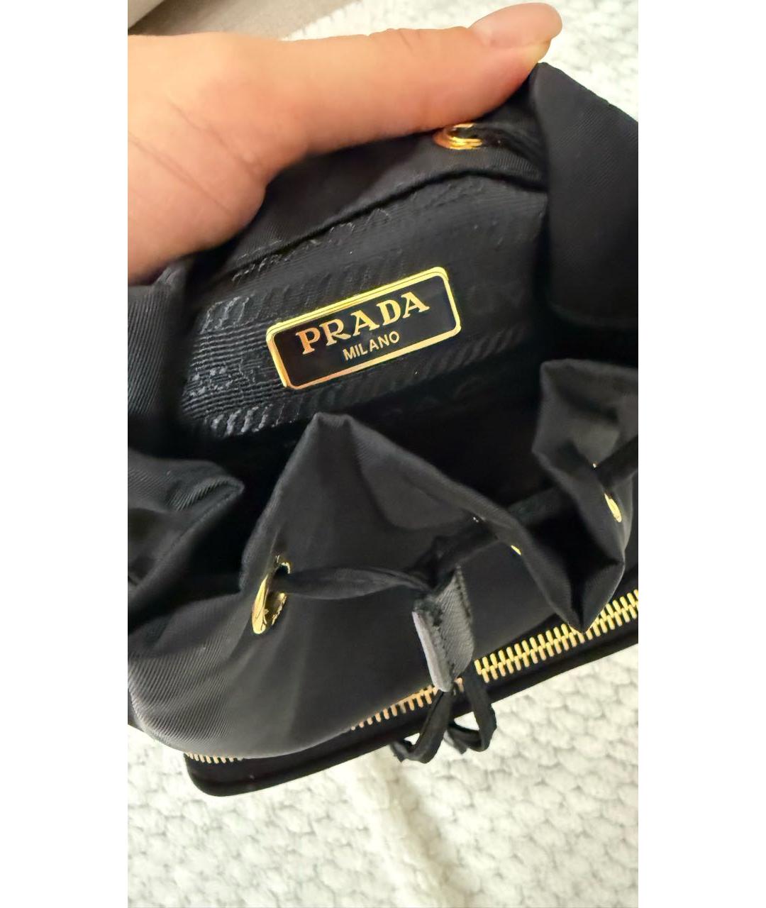 PRADA Черная синтетическая сумка с короткими ручками, фото 4