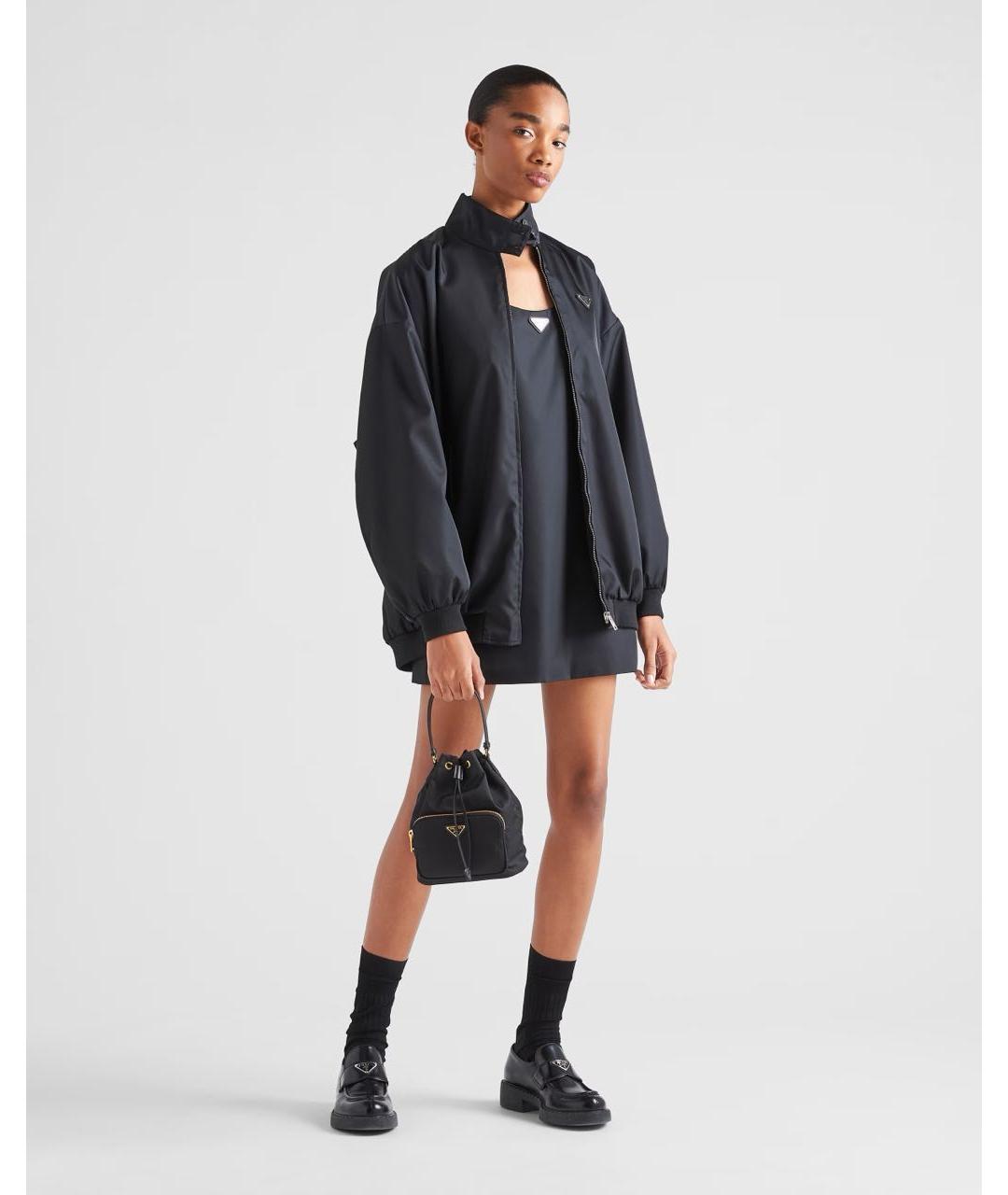 PRADA Черная синтетическая сумка с короткими ручками, фото 6