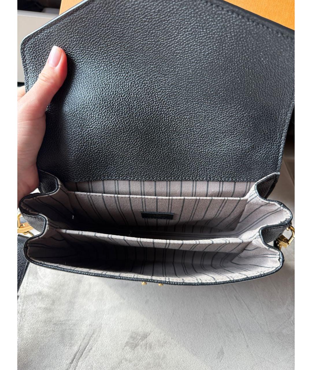 LOUIS VUITTON Черная кожаная сумка с короткими ручками, фото 4