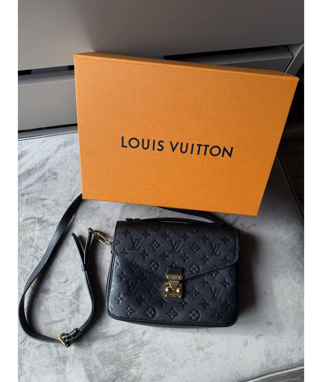 LOUIS VUITTON Черная кожаная сумка с короткими ручками, фото 2