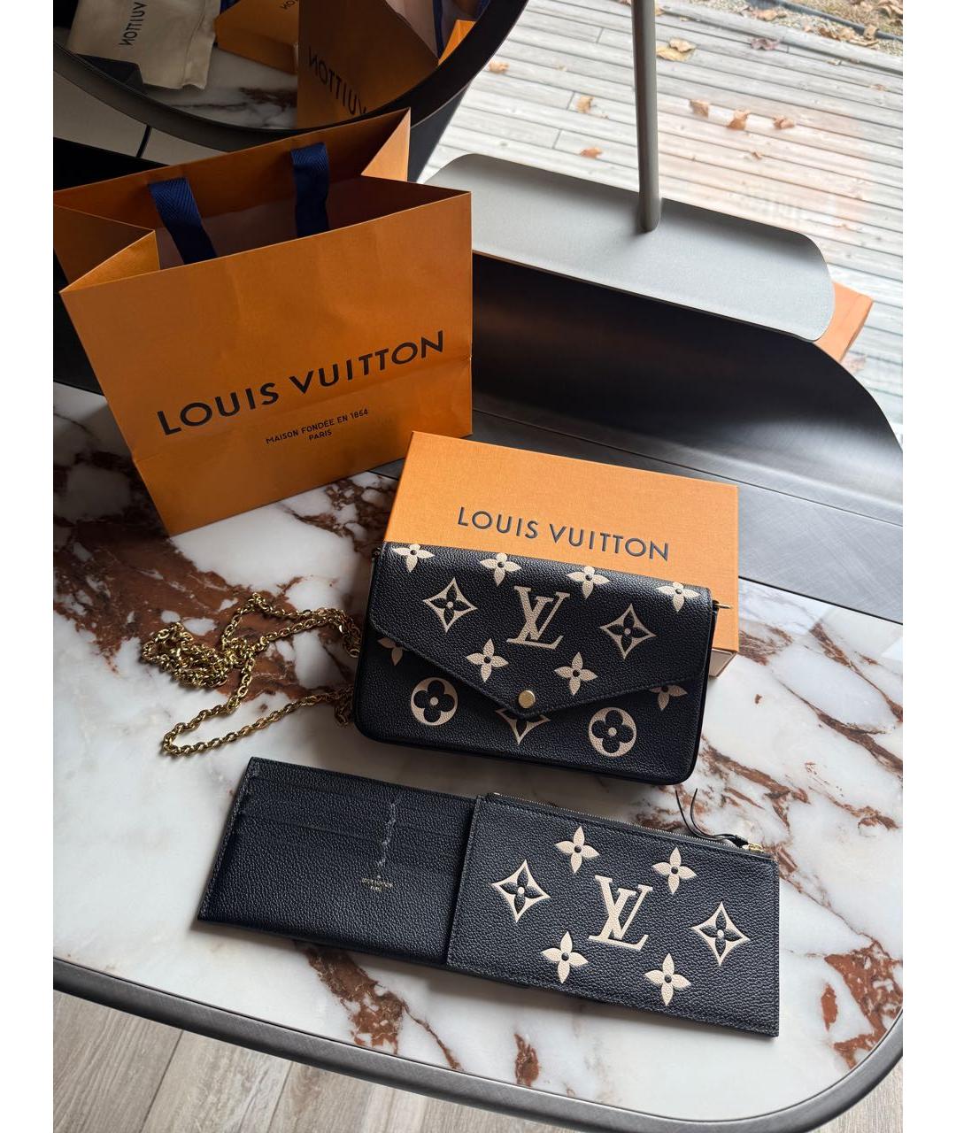 LOUIS VUITTON Черная кожаная сумка через плечо, фото 3