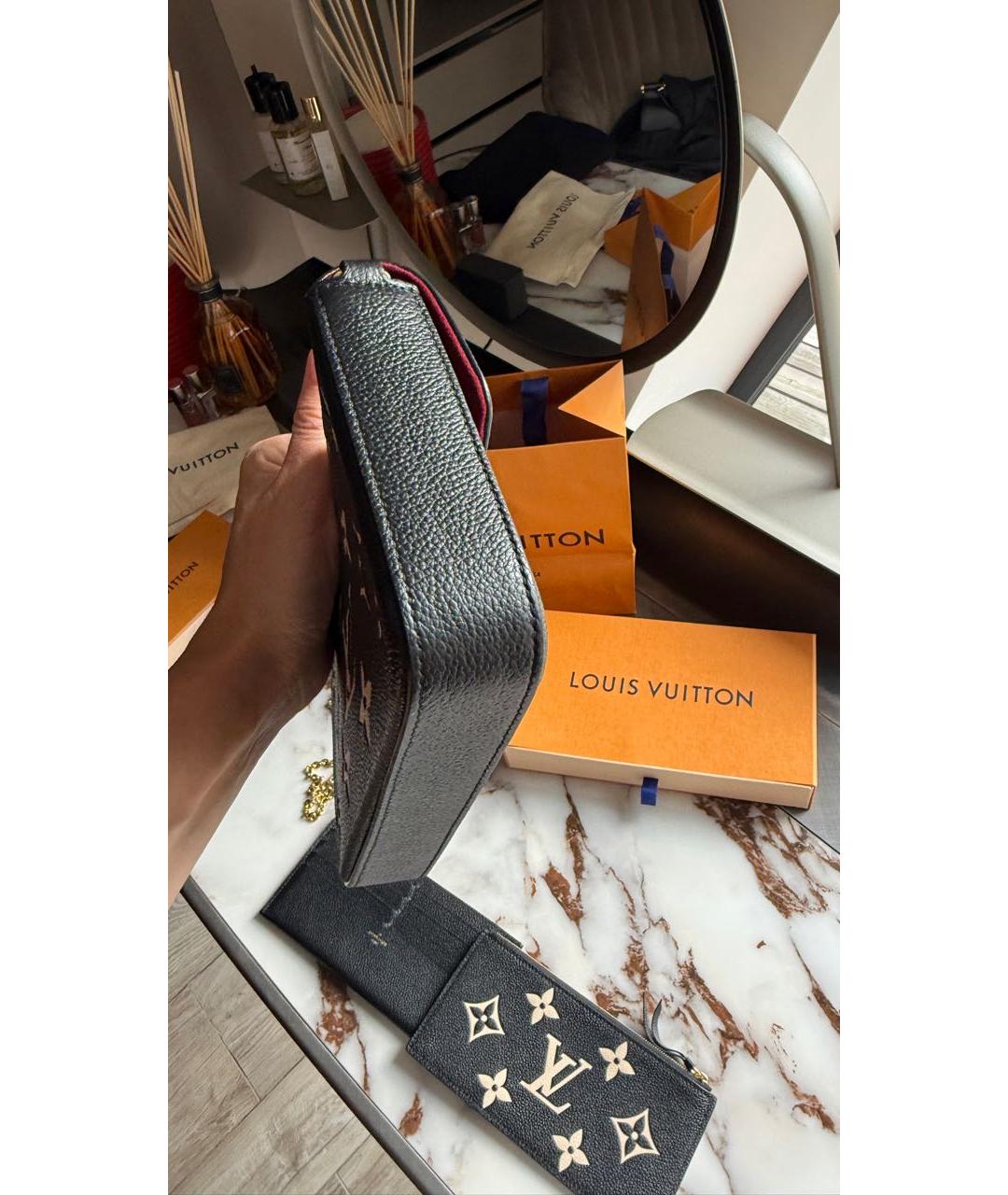 LOUIS VUITTON Черная кожаная сумка через плечо, фото 5