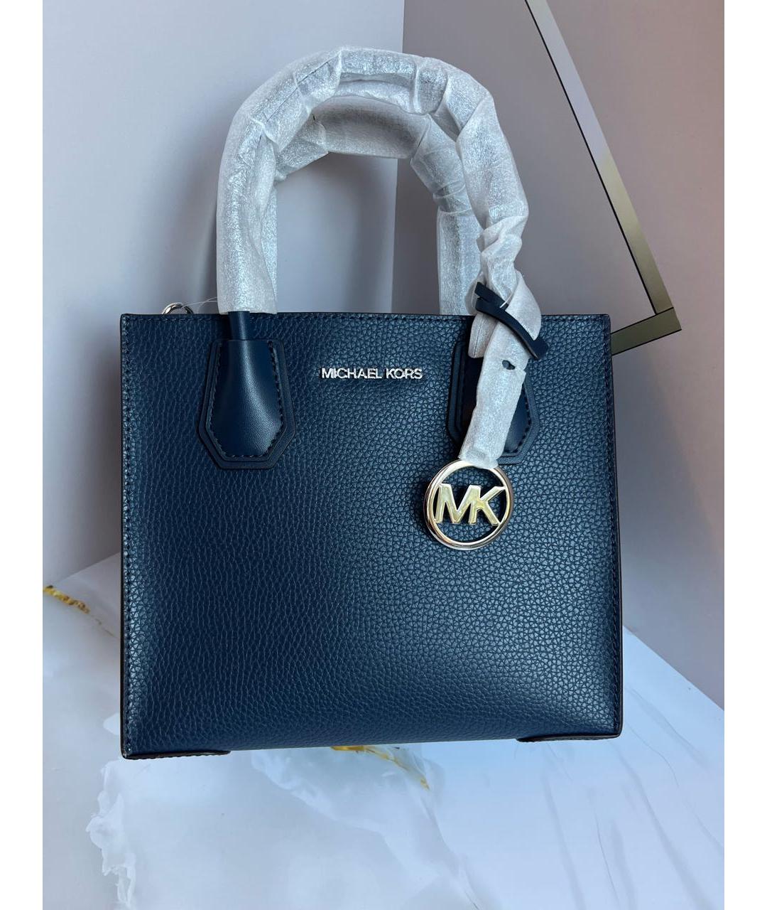 MICHAEL KORS Темно-синяя кожаная сумка с короткими ручками, фото 7