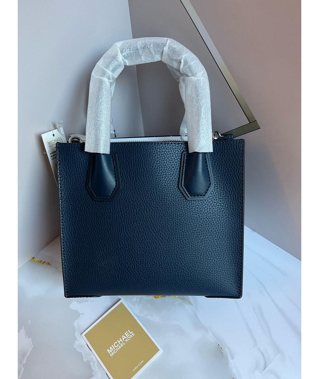 MICHAEL KORS Темно-синяя кожаная сумка с короткими ручками, фото 2