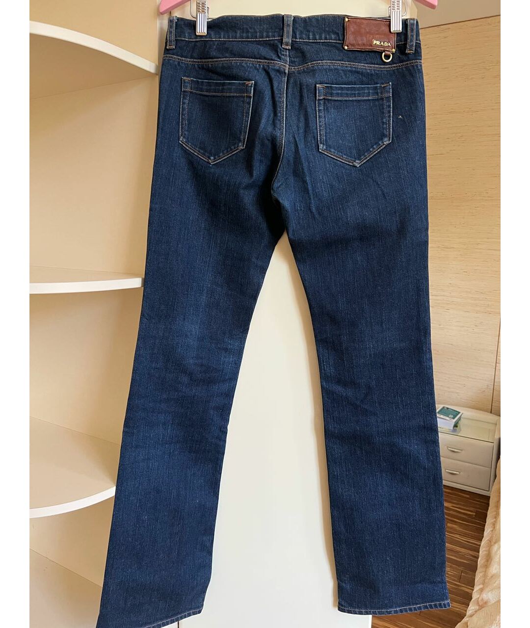 PRADA Синие хлопко-эластановые прямые джинсы, фото 2