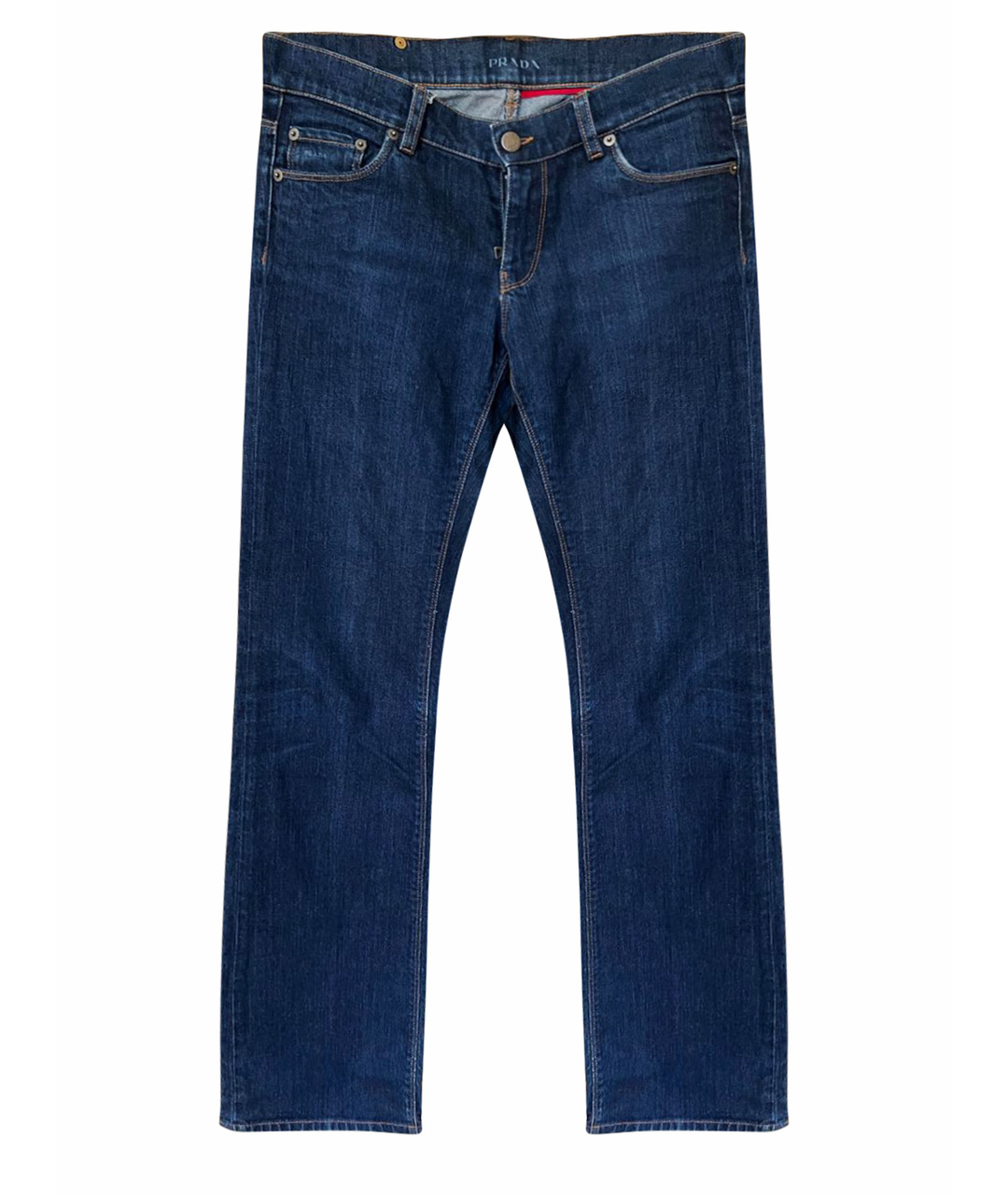 PRADA Синие хлопко-эластановые прямые джинсы, фото 1